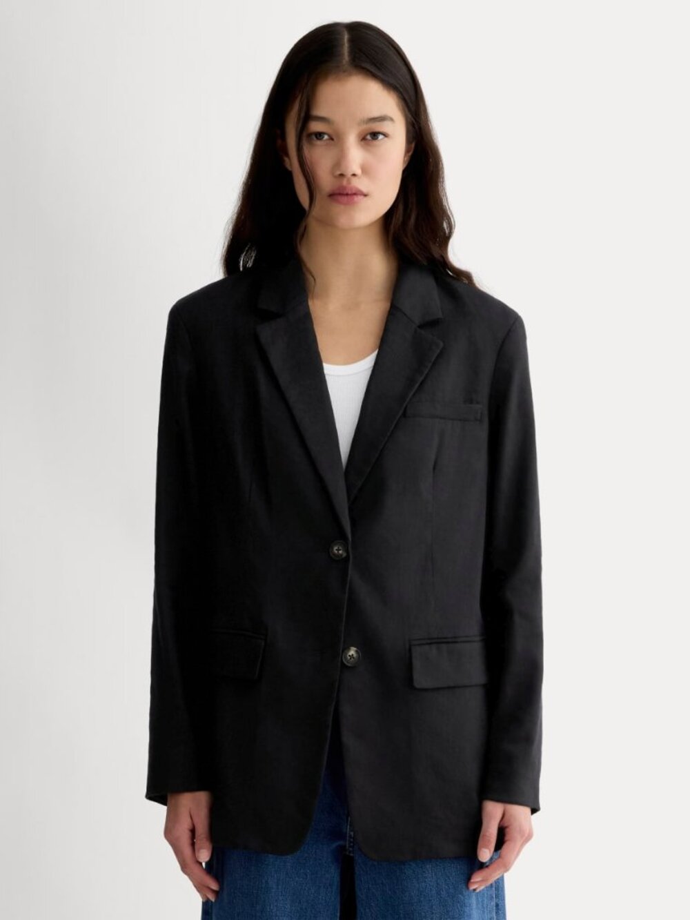 NWT Everlane Oversized Blazer in Buttersmooth in Black, Size 16 Cotton/Tencel
